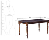 Calgary Solid Wood Six Seater Dining Set With Bench - Dining Set - Furniselan - Kapasi-Brown-Finish