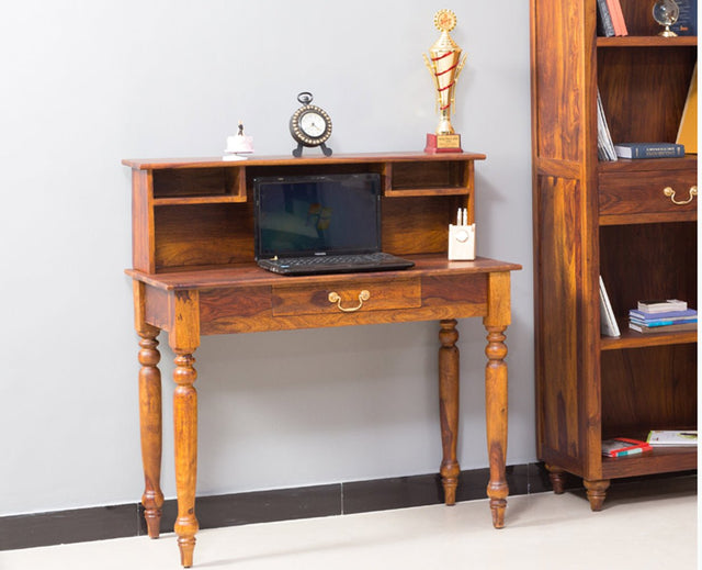 Calgary Solid Wood Study Table - Study Table - Furniselan - Kapasi-Brown-Finish