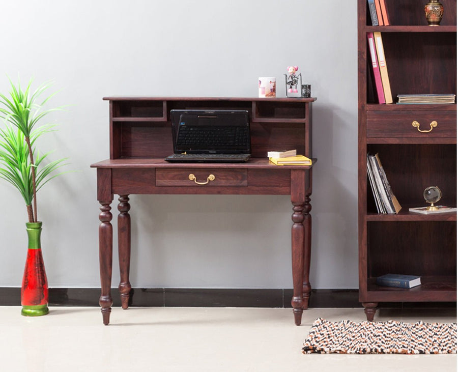 Calgary Solid Wood Study Table - Study Table - Furniselan - Rosewood-Fine-Finish