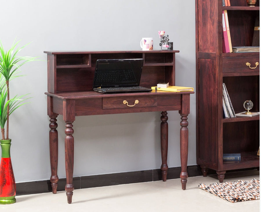 Calgary Solid Wood Study Table - Study Table - Furniselan - Rosewood-Fine-Finish