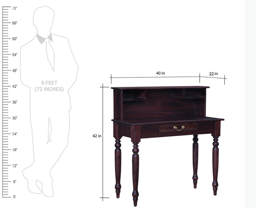 Calgary Solid Wood Study Table - Study Table - Furniselan - Rosewood-Fine-Finish
