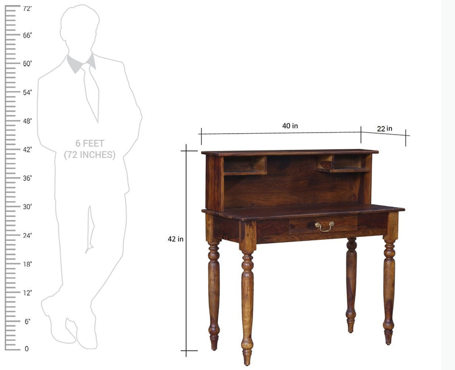 Calgary Solid Wood Study Table - Study Table - Furniselan - Kapasi-Brown-Finish