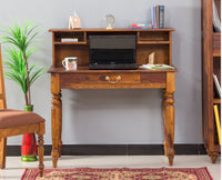 Calgary Solid Wood Study Table - Study Table - Furniselan - Kapasi-Brown-Finish