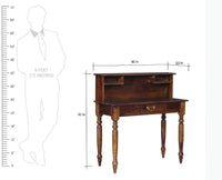 Calgary Solid Wood Study Table With Chair - Study Table - Furniselan - Kapasi-Brown-Finish