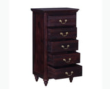 Calgary Solid Wood Tall 5 Drawer Chest Of Drawer - Bedside Table - Furniselan - Rosewood-Fine-Finish