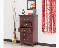 Calgary Solid Wood Tall 5 Drawer Chest Of Drawer - Bedside Table - Furniselan - Rosewood-Fine-Finish