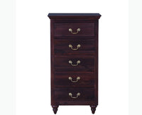 Calgary Solid Wood Tall 5 Drawer Chest Of Drawer - Bedside Table - Furniselan - Rosewood-Fine-Finish