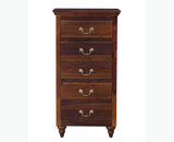 Calgary Solid Wood Tall 5 Drawer Chest Of Drawer - Bedside Table - Furniselan - Kapasi-Brown-Finish