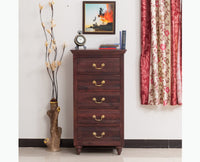 Calgary Solid Wood Tall 5 Drawer Chest Of Drawer - Bedside Table - Furniselan - Rosewood-Fine-Finish