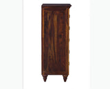 Calgary Solid Wood Tall 5 Drawer Chest Of Drawer - Bedside Table - Furniselan - Kapasi-Brown-Finish