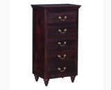 Calgary Solid Wood Tall 5 Drawer Chest Of Drawer - Bedside Table - Furniselan - Rosewood-Fine-Finish