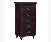 Calgary Solid Wood Tall 5 Drawer Chest Of Drawer - Bedside Table - Furniselan - Rosewood-Fine-Finish