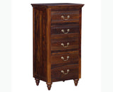 Calgary Solid Wood Tall 5 Drawer Chest Of Drawer - Bedside Table - Furniselan - Kapasi-Brown-Finish