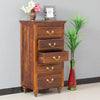 Calgary Solid Wood Tall 5 Drawer Chest Of Drawer - Bedside Table - Furniselan - Kapasi-Brown-Finish