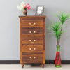 Calgary Solid Wood Tall 5 Drawer Chest Of Drawer - Bedside Table - Furniselan - Kapasi-Brown-Finish