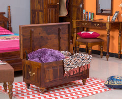 Calgary Solid Wood Trunk Box - Trunks & Cabinets - Furniselan-Kapasi-Brown-Finish