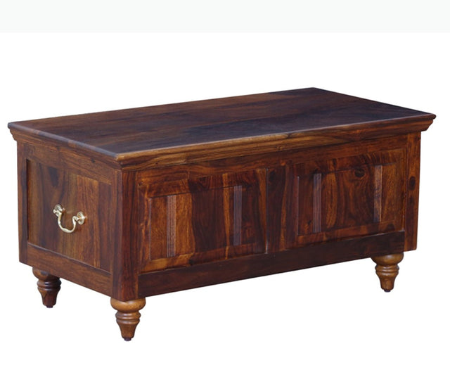 Calgary Solid Wood Trunk Box - Trunks & Cabinets - Furniselan-Kapasi-Brown-Finish