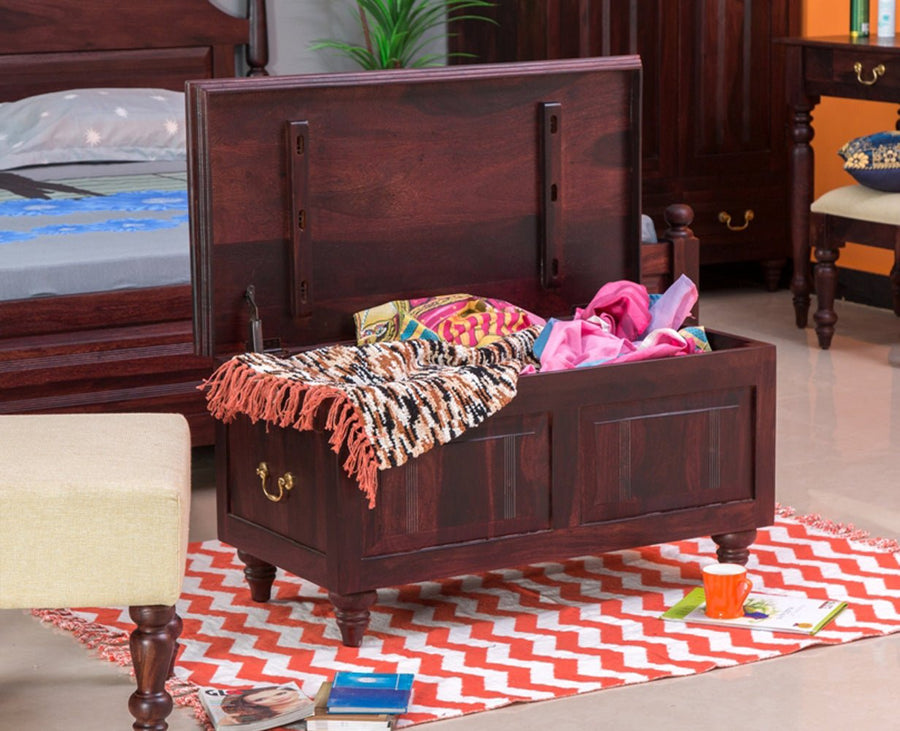 Calgary Solid Wood Trunk Box - Trunks & Cabinets - Furniselan-Rosewood-Fine-Finish