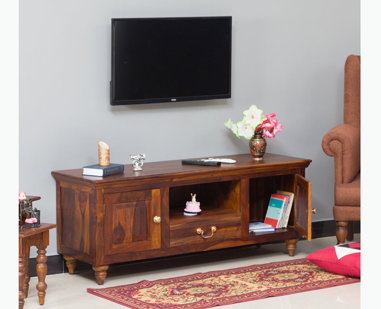 Calgary Solid Wood Tv Cabinet - Tv Cabinet - Furniselan-Kapasi-Brown-Finish