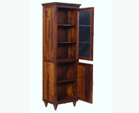 Calgary Solid Wood Two Door Book Case - Bookshelf - Furniselan - Kapasi-Brown-Finish