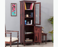 Calgary Solid Wood Two Door Book Case - Bookshelf - Furniselan - Rosewood-Fine-Finish