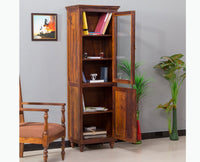 Calgary Solid Wood Two Door Book Case - Bookshelf - Furniselan - Kapasi-Brown-Finish