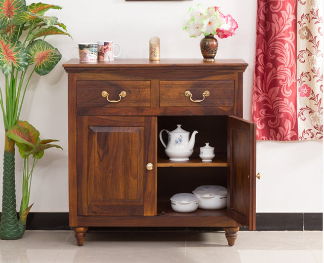 Calgary Solid Wood Two Door Sideboard - Sideboard - Furniselan - Kapasi-Brown-Finish
