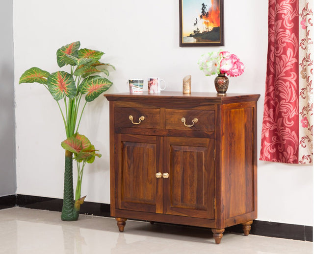 Calgary Solid Wood Two Door Sideboard - Sideboard - Furniselan - Kapasi-Brown-Finish