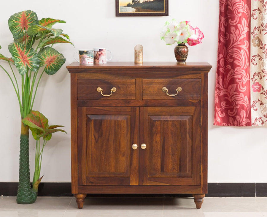 Calgary Solid Wood Two Door Sideboard - Sideboard - Furniselan - Kapasi-Brown-Finish