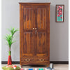 Calgary Solid Wood Two Doors Wardrobe - Wardrobes & Cabinets - Furniselan - Kapasi-Brown-Finish