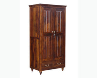 Calgary Solid Wood Two Doors Wardrobe - Wardrobes & Cabinets - Furniselan - Kapasi-Brown-Finish