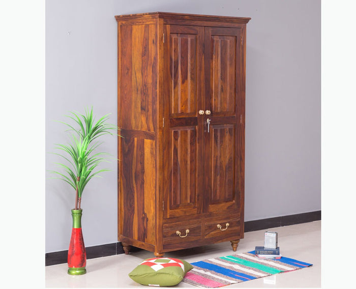 Calgary Solid Wood Two Doors Wardrobe - Wardrobes & Cabinets - Furniselan