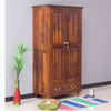 Calgary Solid Wood Two Doors Wardrobe - Wardrobes & Cabinets - Furniselan - Kapasi-Brown-Finish