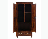 Calgary Solid Wood Two Doors Wardrobe - Wardrobes & Cabinets - Furniselan - Kapasi-Brown-Finish