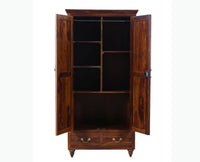 Calgary Solid Wood Two Doors Wardrobe - Wardrobes & Cabinets - Furniselan - Kapasi-Brown-Finish