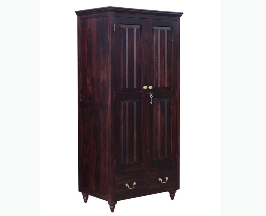 Calgary Solid Wood Two Doors Wardrobe - Wardrobes & Cabinets - Furniselan-Rosewood Fine Finish