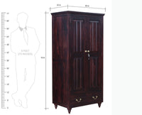 Calgary Solid Wood Two Doors Wardrobe - Wardrobes & Cabinets - Furniselan-Rosewood Fine Finish