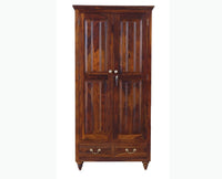 Calgary Solid Wood Two Doors Wardrobe - Wardrobes & Cabinets - Furniselan - Kapasi-Brown-Finish