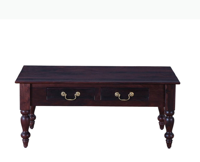 Calgary Solid Wood Two Drawer Coffee Table - Coffee Table - Furniselan - Rosewood-Fine-Finish