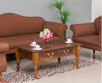 Calgary Solid Wood Two Drawer Coffee Table - Coffee Table - Furniselan - Kapasi-Brown-Finish