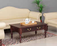 Calgary Solid Wood Two Drawer Coffee Table - Coffee Table - Furniselan - Rosewood-Fine-Finish