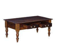 Calgary Solid Wood Two Drawer Coffee Table - Coffee Table - Furniselan - Kapasi-Brown-Finish