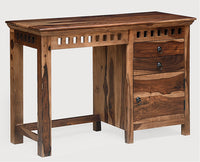 Cape Town Solid Wood Writing Study Table, Study Laptop Desk with Two Drawers & One Door - Study Table - Furniselan -  Rustic-Teak-Finish