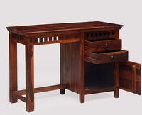 Cape Town Solid Wood Writing Study Table, Study Laptop Desk with Two Drawers & One Door - Study Table - Furniselan - Maple-Finish