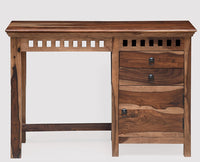 Cape Town Solid Wood Writing Study Table, Study Laptop Desk with Two Drawers & One Door - Study Table - Furniselan -  Rustic-Teak-Finish