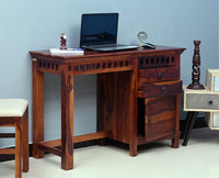 Cape Town Solid Wood Writing Study Table, Study Laptop Desk with Two Drawers & One Door - Study Table - Furniselan - Maple-Finish