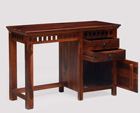 Cape Town Solid Wood Writing Study Table, Study Laptop Desk with Two Drawers & One Door including Chair - Study Table - Furniselan - Maple-Finish