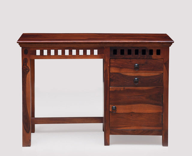 Cape Town Solid Wood Writing Study Table, Study Laptop Desk with Two Drawers & One Door including Chair - Study Table - Furniselan - Maple-Finish