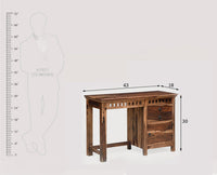 Cape Town Solid Wood Writing Study Table, Study Laptop Desk with Two Drawers & One Door including Chair - Study Table - Furniselan - Rustic-Teak-Finish
