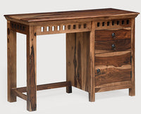 Cape Town Solid Wood Writing Study Table, Study Laptop Desk with Two Drawers & One Door including Chair - Study Table - Furniselan - Rustic-Teak-Finish